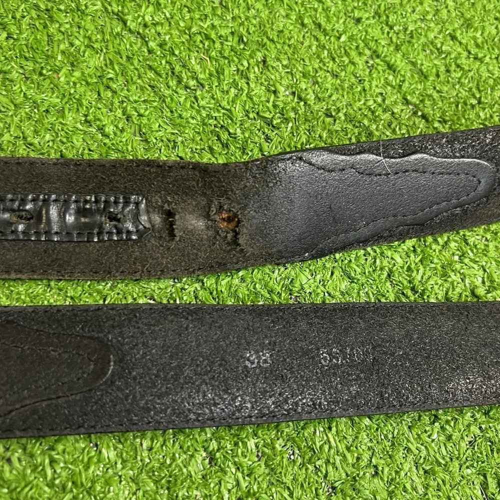 Vintage Silver Creek Leather Belt Size 42 Western Black Brown‎ Silver Buckle
